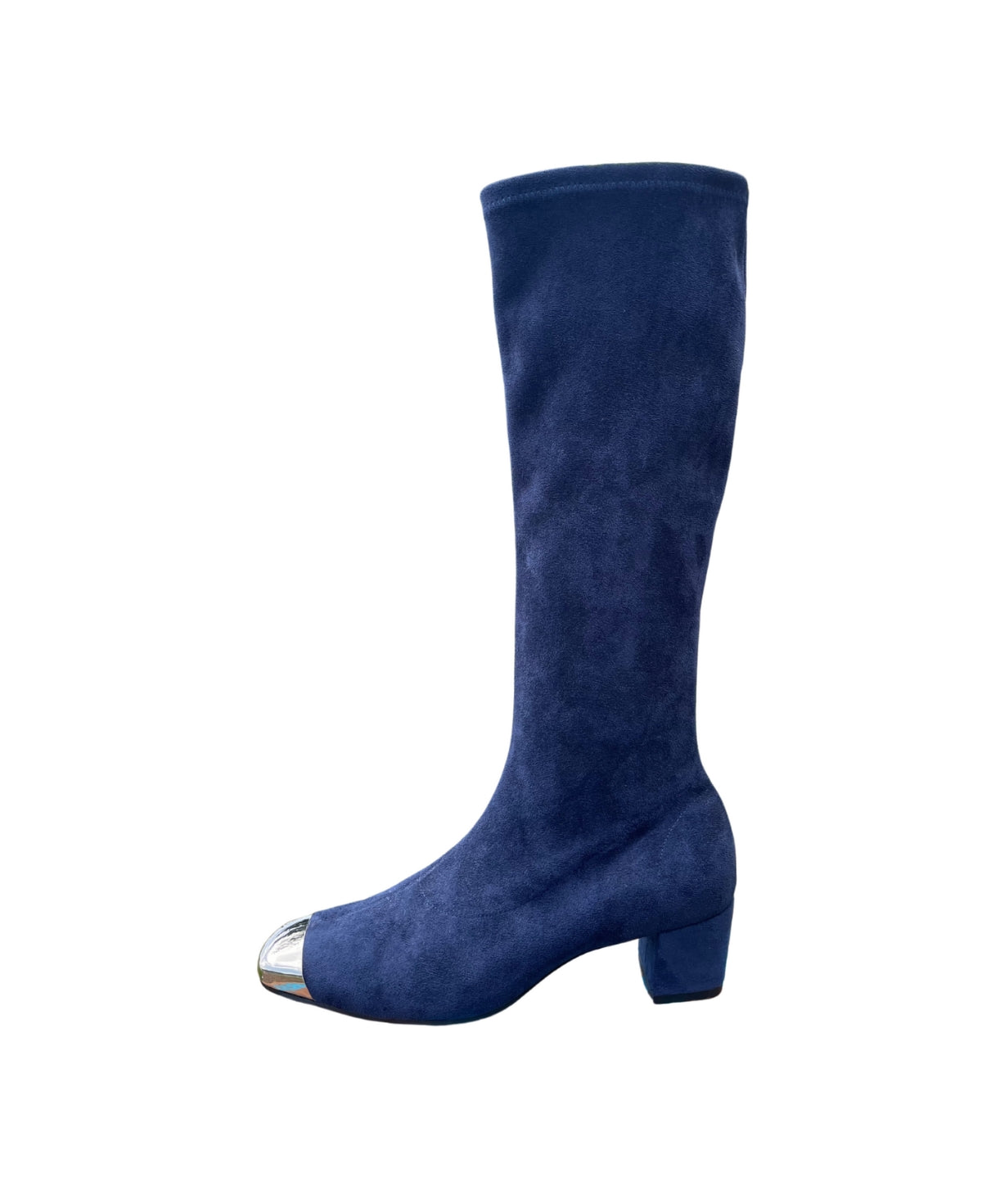 Hoppey Navy Microsuede Knee High Boots