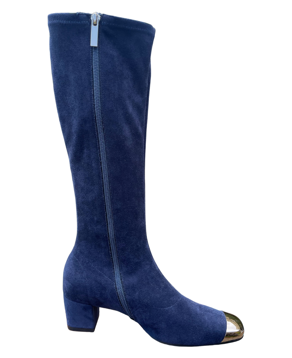 Hoppey Navy Microsuede Knee High Boots