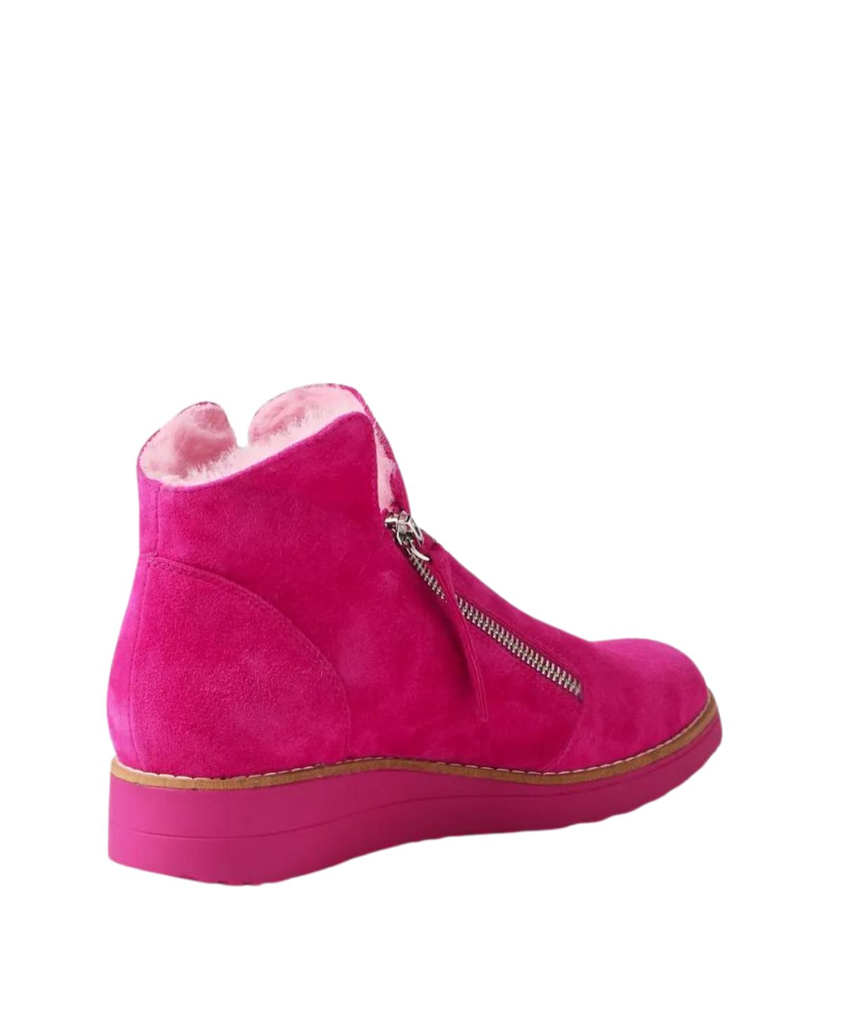 Opal Fuchsia Suede Fur Ankle Boots