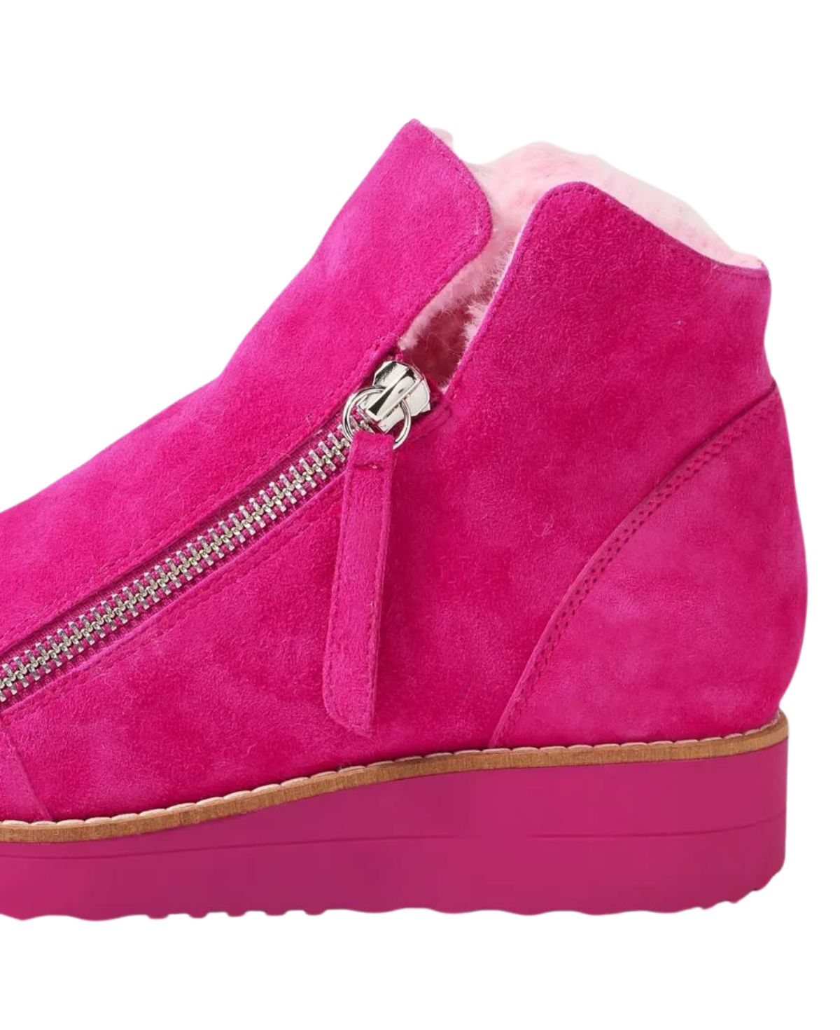 Opal Fuchsia Suede Fur Ankle Boots